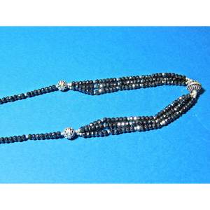 Collar de cuentas espinales negras de Plata de Ley 925 con piedras preciosas de ónix negro joyería de moda hecha a mano para su regalo - Product Image 1