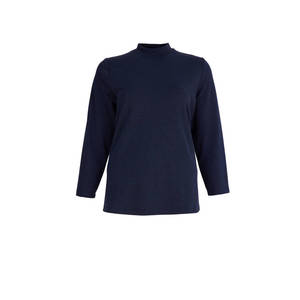 Blusa de Punto Azul Marino con Cuello Redondo para Mujer, Ropa Casual de Oficina - Product Image 1