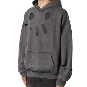 2025 personnalisé 100% coton Vintage polaire poids lourd luxe coupe régulière pull lavage à l'acide brodé plaine teint hiver sweats à capuche - Product Image 3