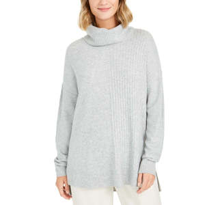 Maglione Tunica da Donna Style & Co, Taglia XX-Large, Grigio, Collo Alto a Costine, Traspirante, Stile Coreano per Autunno e Inverno - Product Image 1