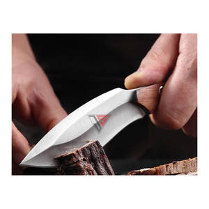 Cuchillo de Caza de Hoja Fija de Acero de Damasco de Grado Industrial Personalizado, Mango de Madera, OEM Personalizable, Garantía de 3 Años - Product Image 4
