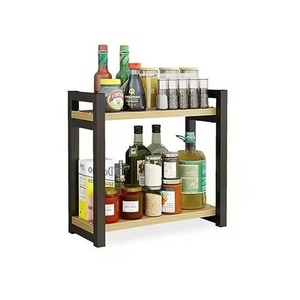 Estante de Metal de doble capa superventas organizador forjado duradero para utensilios de cocina domésticos uso como estante de especias de gabinete - Product Image 6