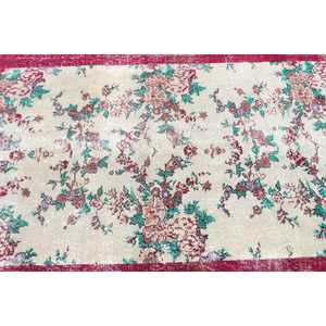 Tapis turc 3,6 x 6,7 pieds, tapis vintage à carreaux rouges en laine - Product Image 5