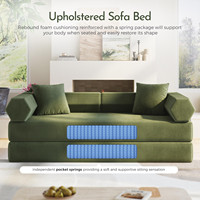 Sofá Cama Convertible Modular de Corduroy, Sofá Comprimido en Caja, Sofá Cama Extraíble para Sala de Estar, Dormitorio, Estudio
