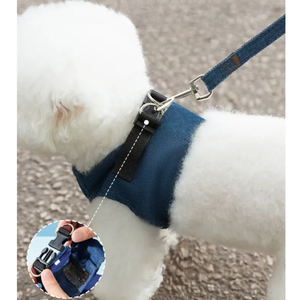 Harnais pour chien réglable et respirant en nylon bleu sarcelle avec boucle de fermeture, style simple pour petits chiens - Product Image 2