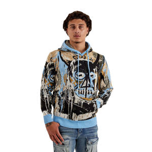 Sudadera con capucha con logotipo frontal personalizado al por mayor 100% algodón Jersey tela bolsillo diseño impreso digital transpirable invierno hombres - Product Image 2