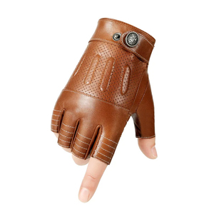 Driving <b>Gloves</b> Half <b>Finger</b> <b>Gloves</b> for Fitness Driving High Quality Genuine Leather <b>Gloves</b> <b>Finger</b>-less Brown Driver Sports - Product Image 1