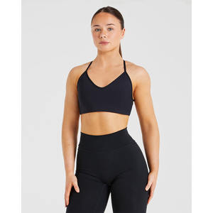 Vente en gros de soutien-gorge de sport personnalisé noir à dos croisé flatteur décolleté en V à bretelles dos nouveau soutien-gorge de sport à impact élevé pour femmes adultes - Product Image 4