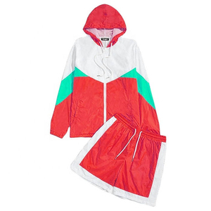 Dos piezas de talla grande para hombre Cargo Running Sports Biker Pants Conjunto corto Zip-Up Windbreaker Jacket Hoodie Transpirable Ecológico - Product Image 2