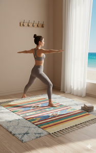 Tapis en coton faits à la main, tissés solides, rectangulaires, pour le camping en plein air, l'exercice, style moderne, lavables - Product Image 4