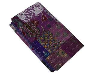 Couverture de lit bohème en patchwork, coton indien fait à la main, vintage, Kantha, décoration d'intérieur, couvre-lit bohème, couvre-lit - Product Image 2