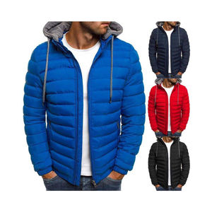 Chaqueta acolchada cálida informal de alta calidad para hombre, ropa de calle levantado y cuello de invierno con capucha en tela de cuero de lona de algodón, talla XL - Product Image 1