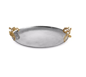 Plateau de service en aluminium moderne argenté brillant décoratif d'usine avec poignée pour les décorations de mariage et de Noël de restaurants - Product Image 6