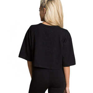 Tops courts décontractés de couleur unie, simples, respirants, à manches courtes, en gros, t-shirt court personnalisé pour femmes - Product Image 4