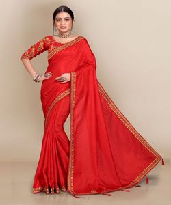 Nouveau attrayant riche Look fête porter lourd broderie Net Saree avec chemisier pièce femmes indiennes portent bas prix en gros Surat vêtement - Product Image 3