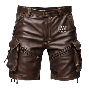 กางเกงขาสั้นหนังแท้คุณภาพสูงสำหรับผู้ชาย ปี 2025 ผ้าหนังแท้ 100% แห้งเร็ว เอวยางยืด ติดกระดุม รับทำโลโก้ตามสั่ง บริการ OEM - Product Image 1