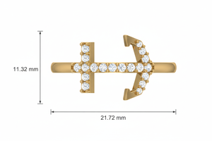 Anillo Elegante de Oro de 14K y Diamantes Naturales para Mujer, Modelo 'Ancla del Océano' - Product Image 2