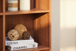 6-grid Solid-core Adjustable <b>Bookcase</b> Adopts E1 Board Walnut Color - Product Image 5