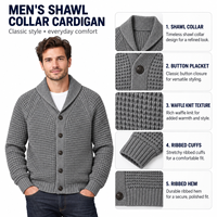 Pulls épais pour hommes FNJIA, cardigan 100% laine, pulls pour hommes avec boutons, col châle, manches longues, tricot texturé, automne
