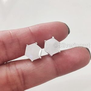 Women <b>Stud</b> <b>Earring</b> Natural Rainbow Moonstone <b>Opal</b> June Birthstone Anniversary Handmade Jewelry 925 Sterling Silver <b>Stud</b> <b>Earring</b> - Product Image 1