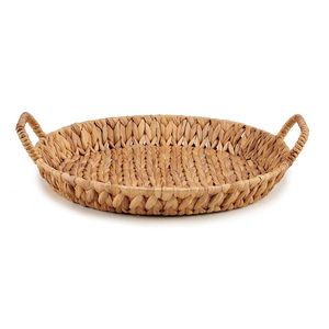 Plateau de service rond en jacinthe d'eau de conception rustique avec poignées plateau Boho polyvalent pour Table à manger et décoration de la maison - Product Image 5