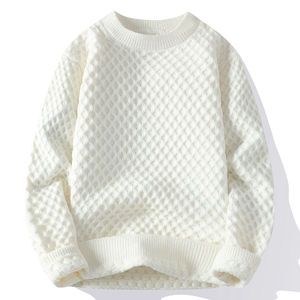 Suéter de Punto para Hombre, Talla Grande, Transpirable, con Bordado, Color Sólido, Cuello Redondo, Manga Larga, Moda de Invierno, Nuevo, Cálido, Venta al por Mayor - Product Image 4