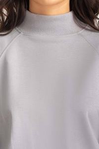 Pull surdimensionné en pur coton pour femmes Sweat-shirt en molleton à col rond naturel pour femmes Sweatshirts personnalisés - Product Image 5