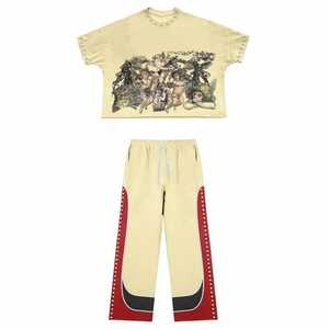 Conjunto Deportivo Informal de Algodón con Camiseta con Estampado Gráfico y Pantalones Jogger, Ideal para Hombres y Mujeres, Comodidad y Estilo Diarios - Product Image 1