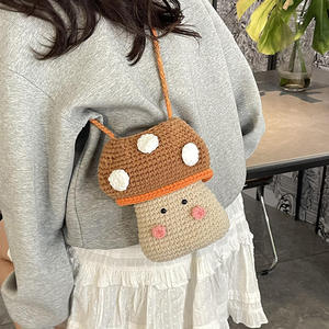 Bolso de hombro de algodón tejido a crochet con diseño de hongo para mujer, nuevo, personalizado, hecho a mano, portátil, estilo occidental, transfronterizo - Product Image 2