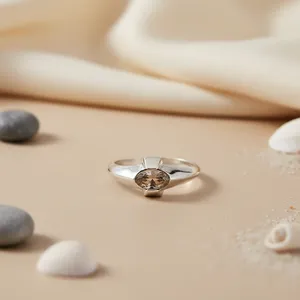 Classic Marquise Cut Quartz Engagement <b>Ring</b> in 925 <b>Silver</b> with Prong Setting Boho Style Geometric Design for <b>Men</b> - Product Image 3