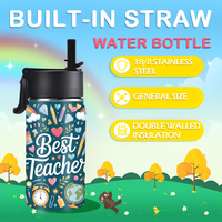 Bouteille d'eau isotherme personnalisée en acier inoxydable de 12 oz pour les cadeaux de la Journée des enseignants, gourde souvenir de diplôme personnalisée