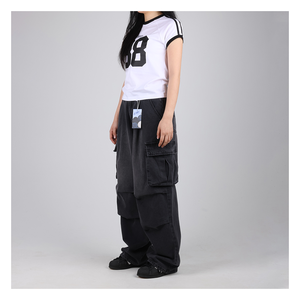 HOOR-Pantalones cargo holgados de pierna ancha para mujer, pantalón informal de estilo callejero, holgado, con múltiples bolsillos, cómodo, para uso diario, H5003, para mujer, H5003, para mujer - Product Image 3