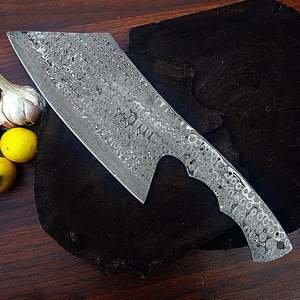 Stock prêt lame vierge en acier damas pour la fabrication de couteaux lame vierge couteau de couperet de cuisine blanc pour fournitures de fabrication de couteaux - Product Image 4