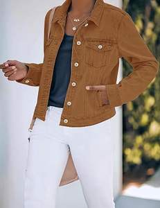 Wholesale OEM 2025 Customized Jeans Women Turn-down Collar <b>Cropped</b> Jean <b>Jackets</b> for Women Loose <b>Denim</b> <b>Jacket</b> Women - Product Image 4