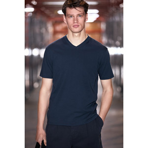 Camiseta Negra de Cuello en V para Hombre, 100% Algodón Suave, Marca <span class=keywords><strong>ALMER</strong></span> - Product Image 4