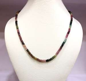 AAA สร้อยคอลูกปัดพลอยทัวร์มาลีนหลายเหลี่ยมแบบธรรมชาติขนาด3-4มม. 18นิ้วทำด้วยมือของขวัญเครื่องประดับสำหรับผู้หญิงเธอ - Product Image 1