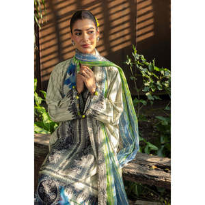 Conjunto de Traje de 3 Piezas para Mujer con Estampado de Rayas Zari y Jacquard, con Dupatta SP-52089 - Product Image 3