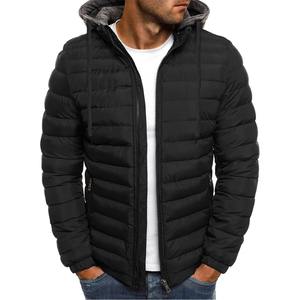 Chaqueta acolchada ajustada a prueba de viento de lona con cremallera y capucha cálida de invierno para hombre 2024 de talla grande estilo callejero - Product Image 2