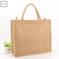 Vente en gros de grands sacs fourre-tout en jute uni écologiques personnalisés pour le shopping