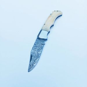 Cuchillo Plegable de Acero de Damasco con Mango de Hueso para Camping y Caza al Aire Libre, Venta al por Mayor - Product Image 1