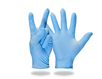 Gants d'examen jetables en nitrile bleu BERGAMOT certifiés CE ISO EN, origine Malaisie, tailles XS-XL, modèle X2235