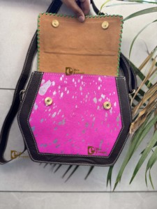 Sac à main à la mode style bohème pour femme Western Gypsy Stylish Multi-Purpose Metallic Fur Leather Handbag Women's Messenger Bag - Product Image 4