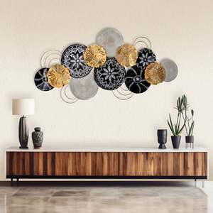Modern Luxury <b>Wall</b> Art with Multicolour Metallic <b>Plate</b> Framed Iron Aluminium for Home Decor Including Bedrooms for Restaurants - Product Image 1