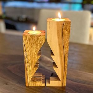 Wooden <b>Candle</b> Holder <b>Set</b> for Dining Table Wedding Parties Event - Product Image 5