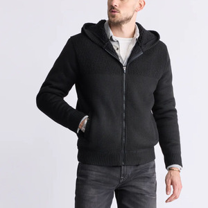 Pull à capuche épais et respirant en tricot brodé Sherpa OEM pour hommes - Product Image 3
