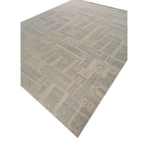 Alfombra de Lana Anudada a Mano con Diseño Geométrico para Sala de Estar - Alfombra Tabriz Rectangular de 10 mm de Grosor para Decoración del Hogar - Product Image 2