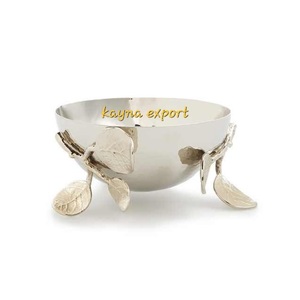 Elegante Tazón de Servir de Acero Inoxidable Moderno y Lujoso con un Hermoso Diseño de Rama de Metal Dorado para Regalos Empresariales - Product Image 6