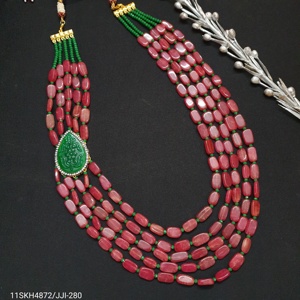 Ruby Stone Fashion <b>Jewelry</b> Set-Necklace with Engraved Stone Brooch For Women and Girl For Party Wear - Product Image 3