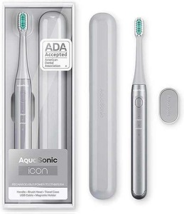 Aquasonic Icon ADA-Accepted Rechargeable Sonic Toothbrush with Slim Travel Case 2 Brushing Modes Smart <b>Timers</b> Soft Bristles - Product Image 6