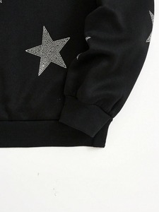 100% coton personnalisé strass étoile motif goutte épaule polaire à capuche avec personnalisation complète meilleure qualité pleine fermeture éclair rue - Product Image 5